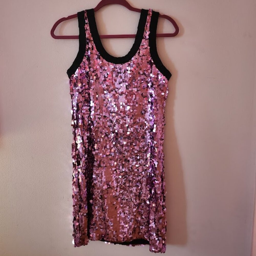 VINTAGE DOLCE & GABBANA Fuchsia SLEEVELESS SEQUIN Short DRESS $1650 SZ 6/ SZ 42